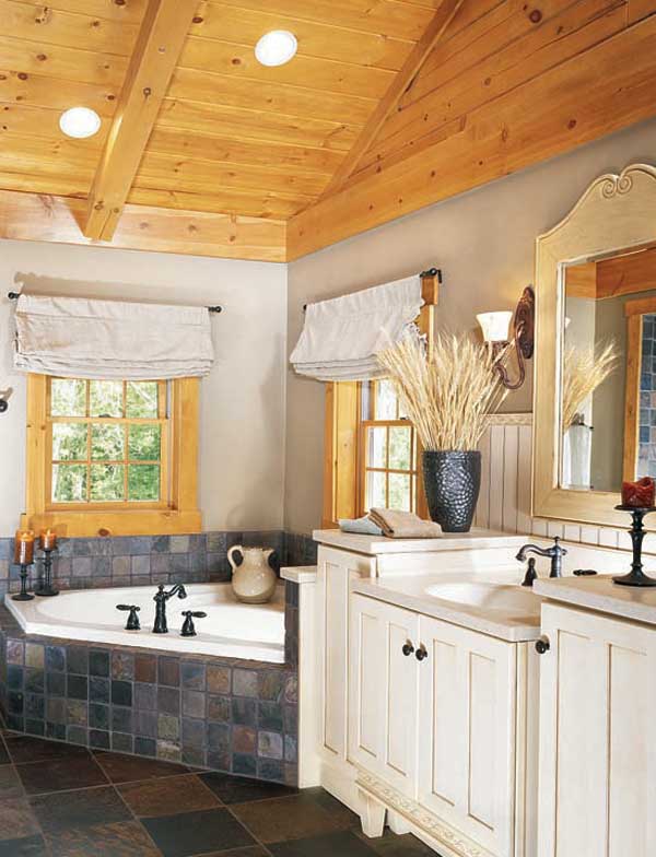 Master Home Bathroom with Cathedral Ceiling