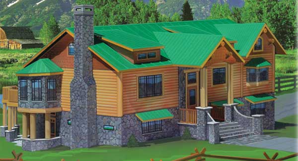 Buckhead Log Home Plan By Bk Cypress Homes Bk Cypress Log Home Original Elevation Image 5774