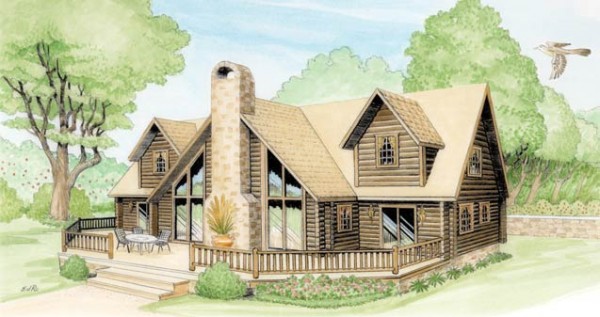 Georgia Log Home Plan By Bk Cypress Homes Elevation Image 4925