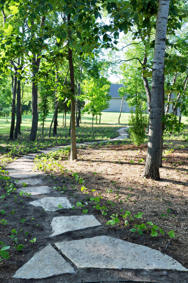 pathway walkway stepping=stone Pennsylvania sledge plants garden yard